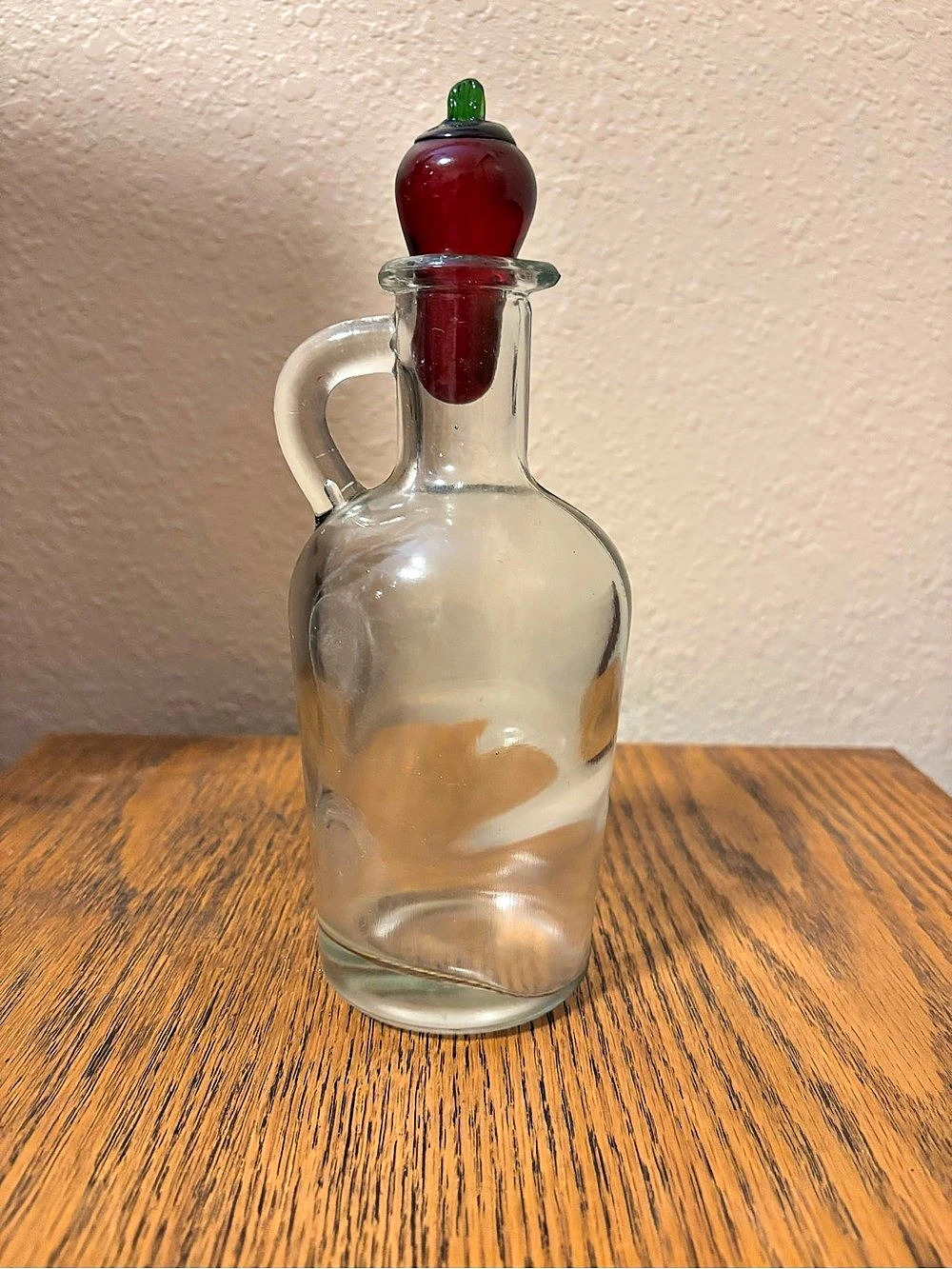 Glass Decanter with Red & Green Stopper